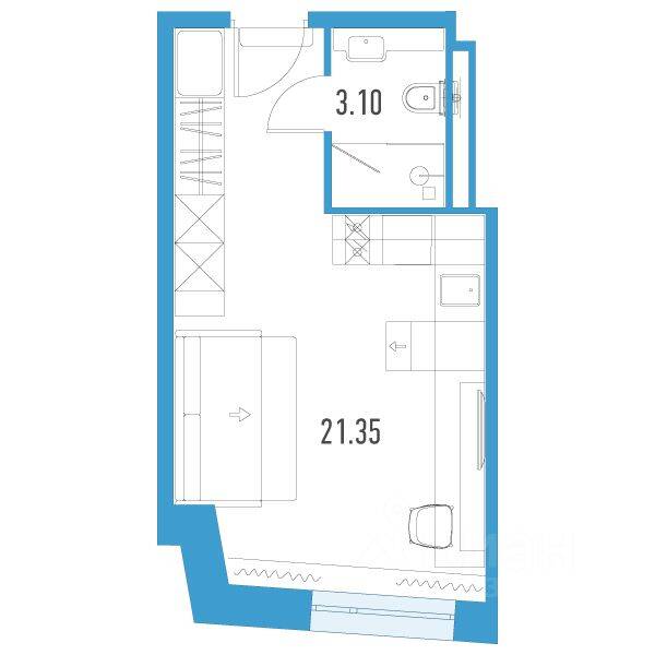 Квартира-студия, 24,45 м², в Апарт-комплекс YE’S LEADER
