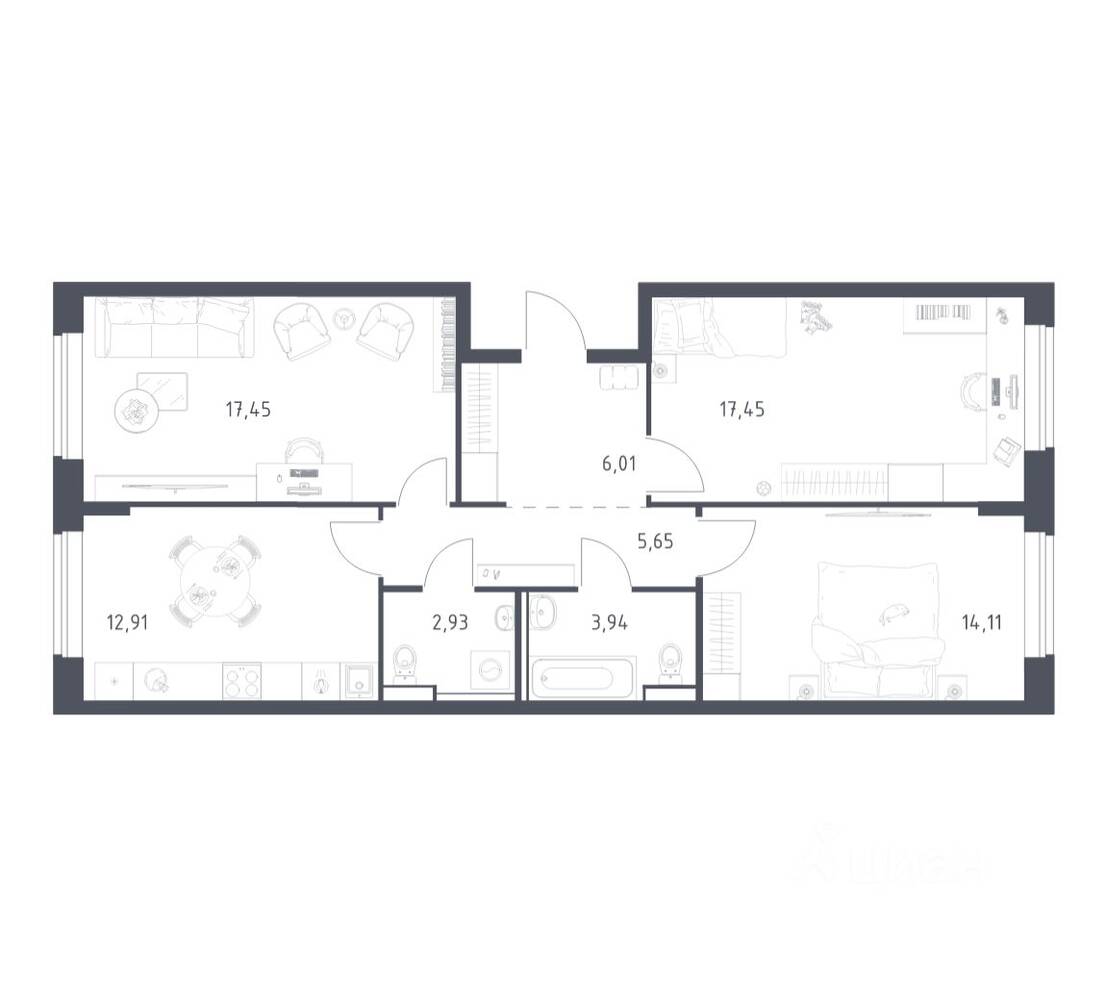 3-комн. квартира, 80,45 м², в ЖК Егорово Парк