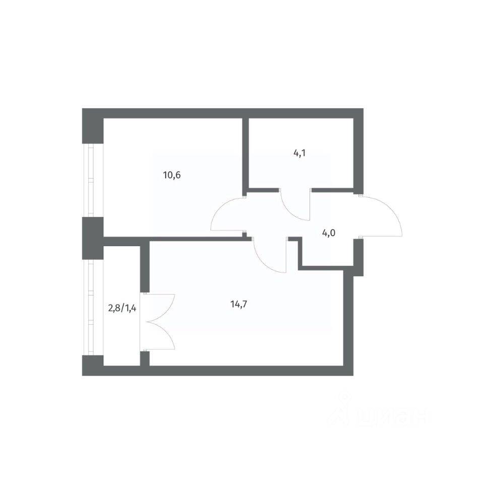 1-комн. квартира, 34,79 м², в ЖК NEWПИТЕР