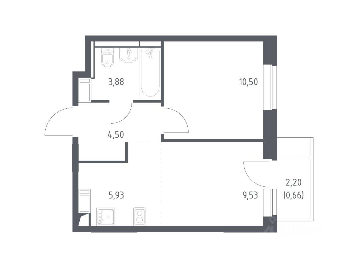 1-комн. квартира, 35 м², в ЖК Пятницкие Луга