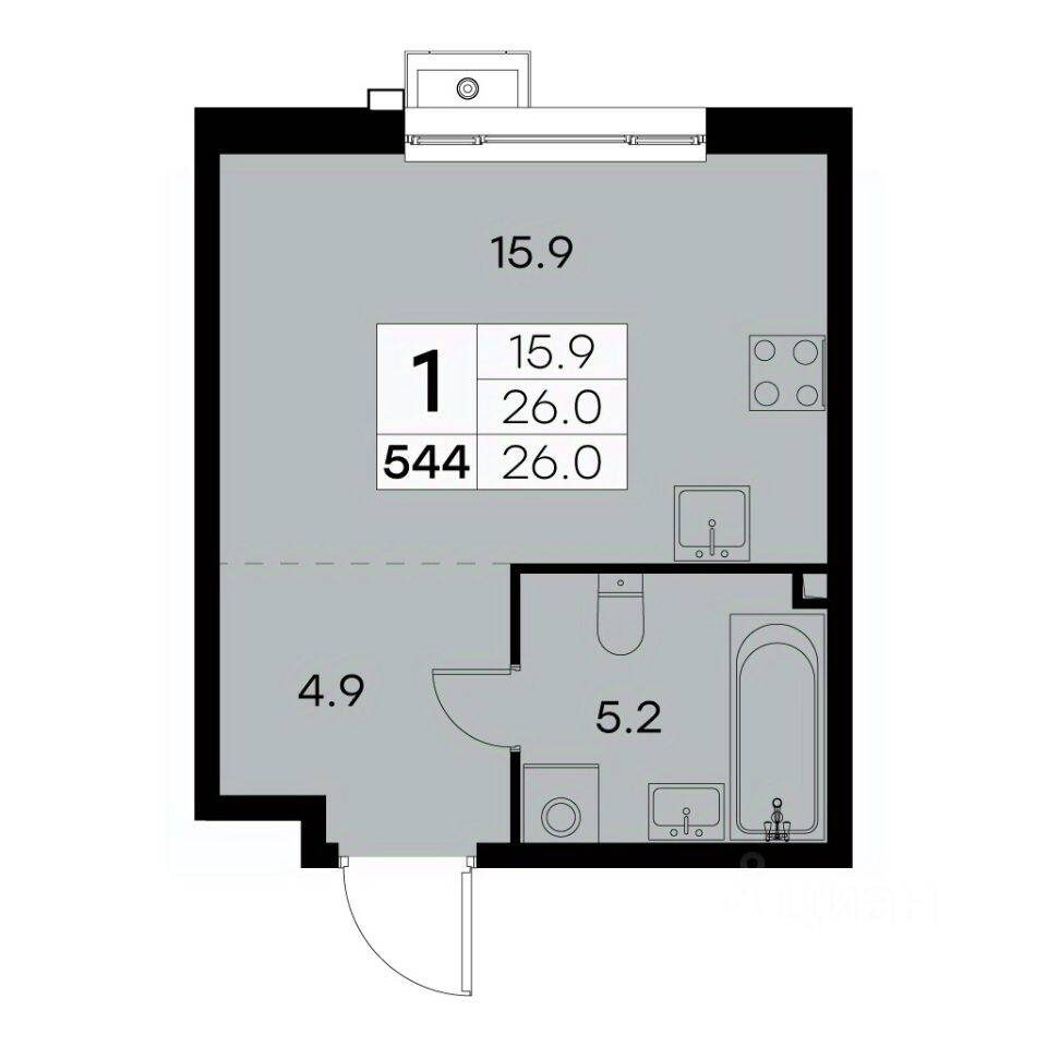 1-комн. квартира, 26 м², в ЖК Куркино 15