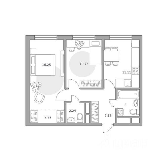 2-комн. квартира, 54,43 м², в ЖК «Императорские Мытищи»