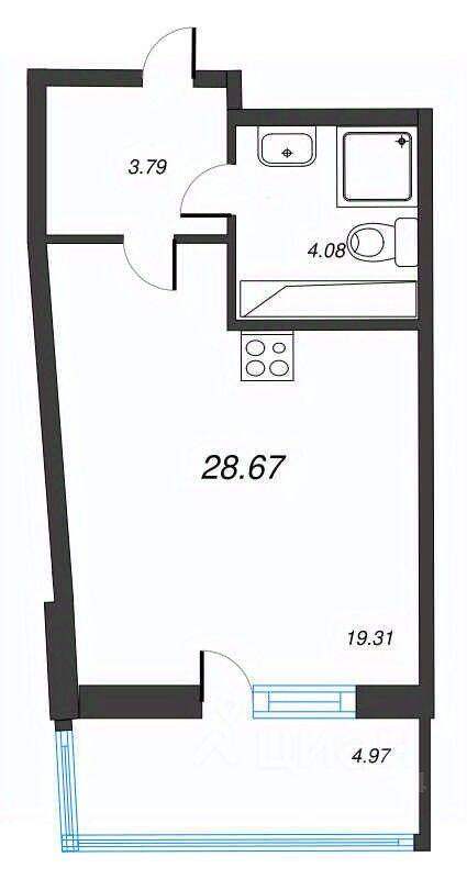 Квартира-студия, 28,67 м², в ЖК Левитан