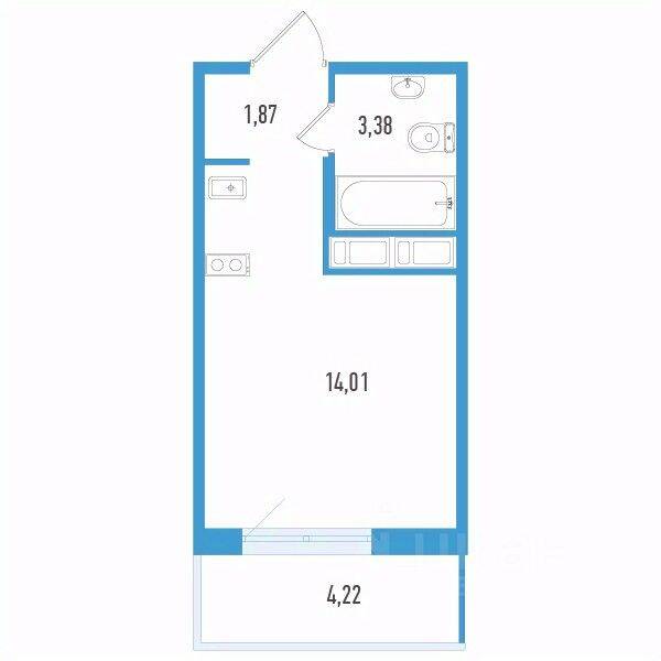 Квартира-студия, 20,53 м², в ЖК Аэросити Life