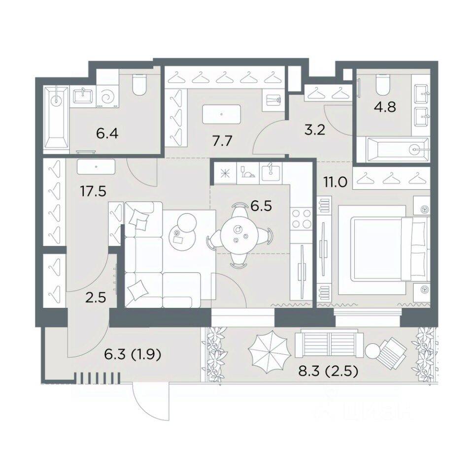 1-комн. квартира, 64 м², в ЖК «Станиславский»