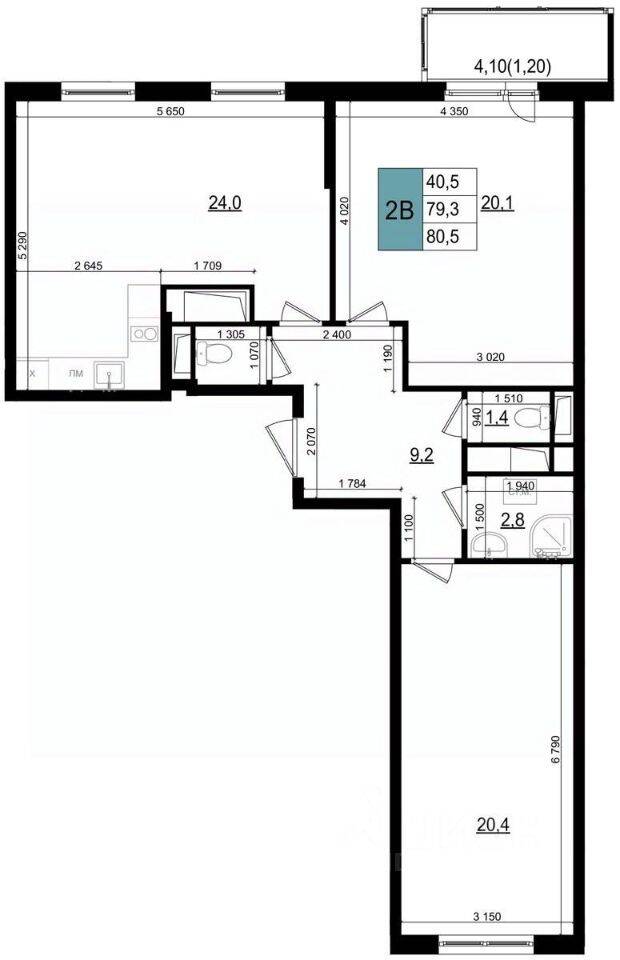 2-комн. квартира, 80,5 м², в ЖК «Одинцово сити»