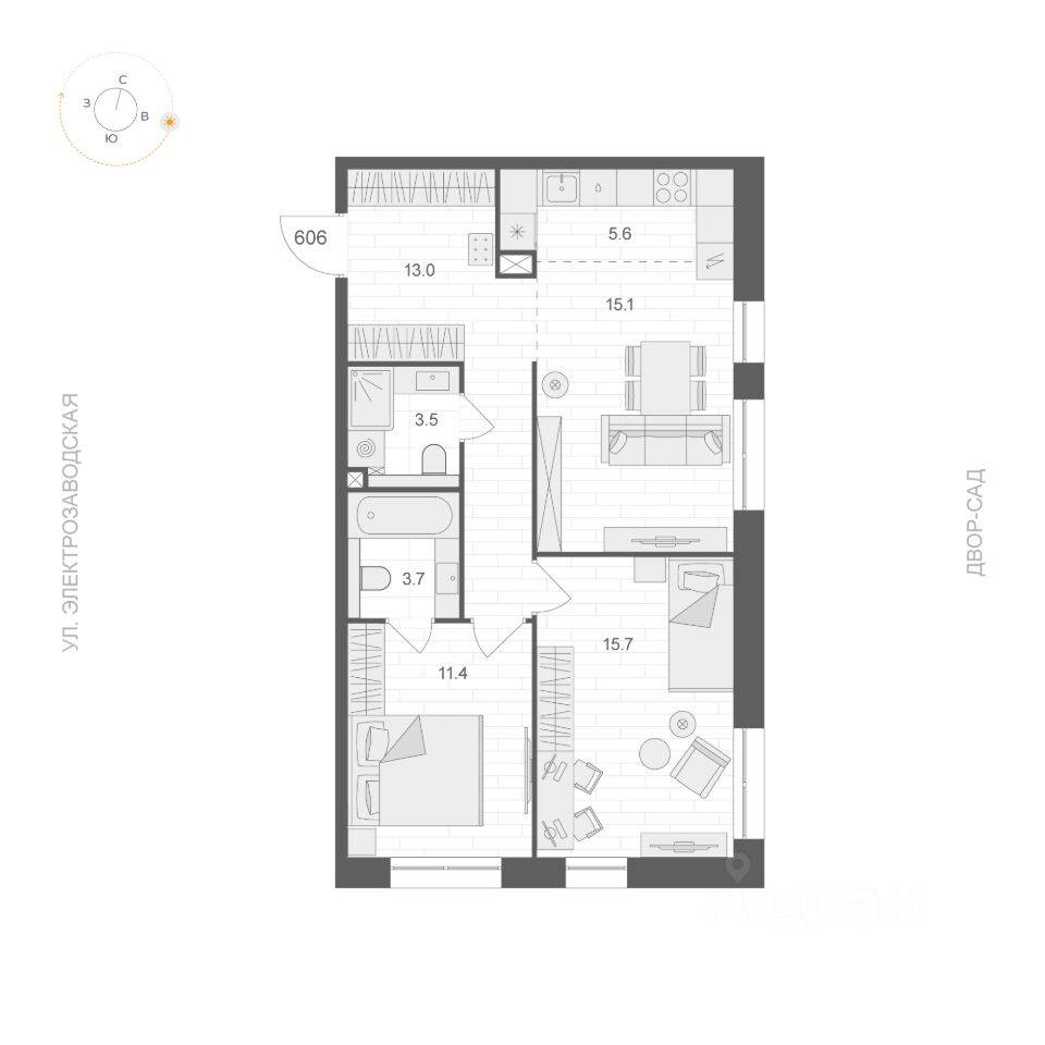 2-комн. квартира, 68 м², в ЖК ARTEL