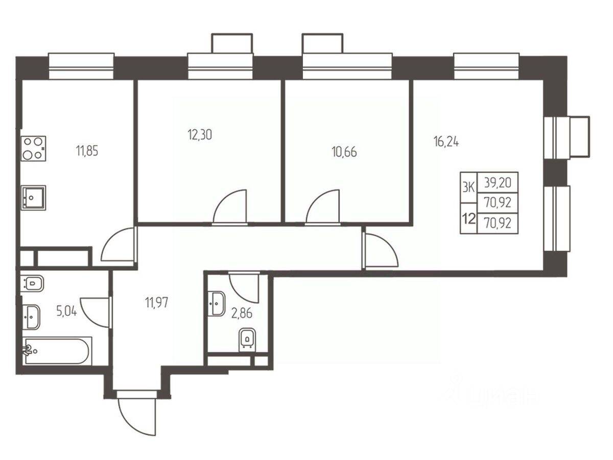 3-комн. квартира, 70,9 м², в ЖК Новая Ивантеевка