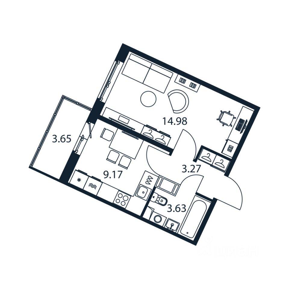 1-комн. квартира, 30,5 м², в ЖК Полис ЛАВрики