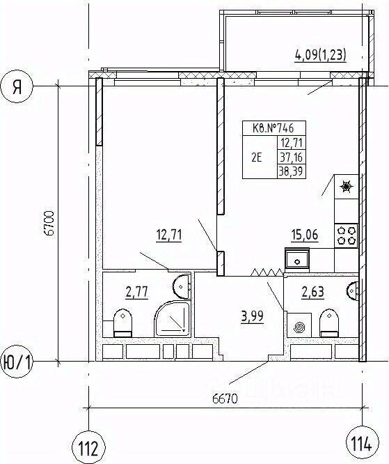 1-комн. квартира, 38,39 м², в ЖК UP-квартал «Воронцовский»