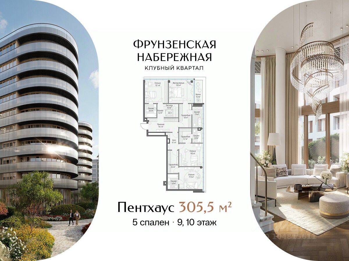 5-комн. квартира, 305,5 м², в ЖК Фрунзенская набережная