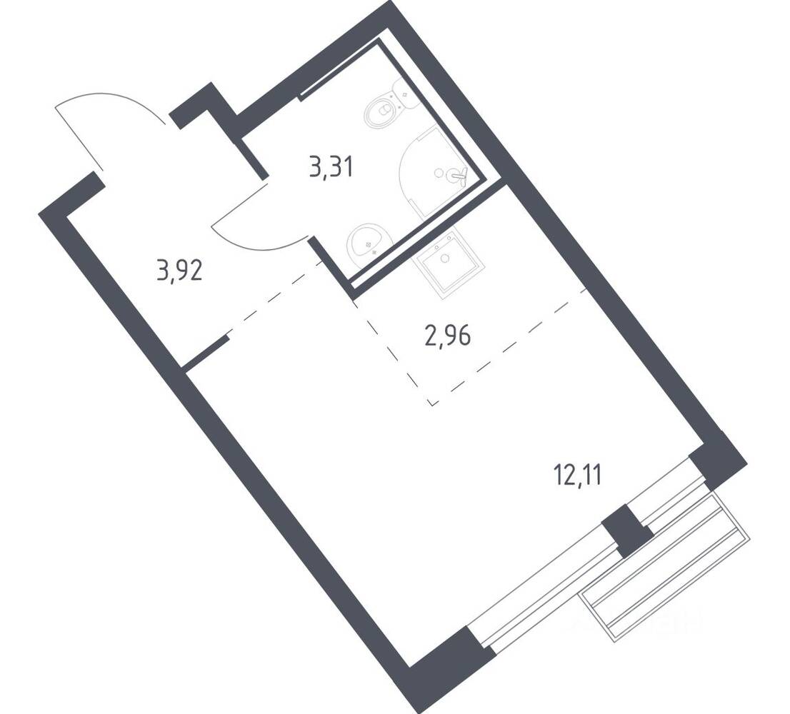 Квартира-студия, 22,1 м², в ЖК Рублевский Квартал