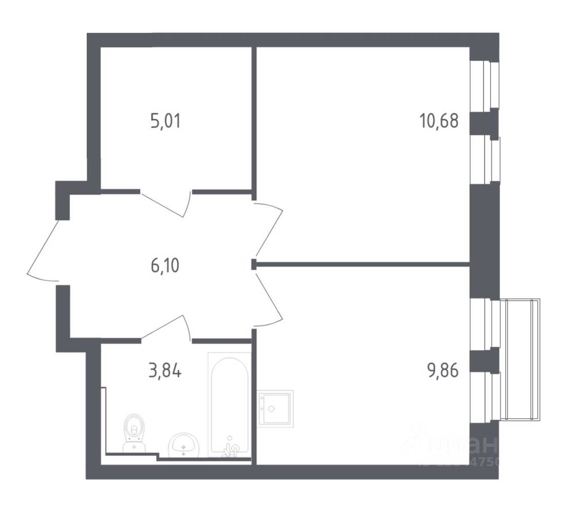1-комн. квартира, 35,49 м², в ЖК Рублевский Квартал