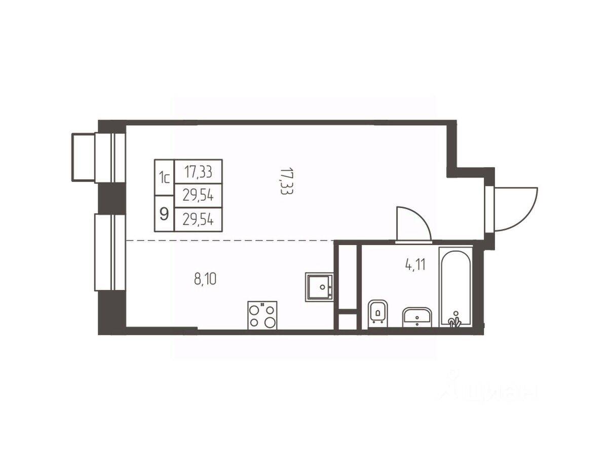 Квартира-студия, 29,5 м², в ЖК Новая Ивантеевка