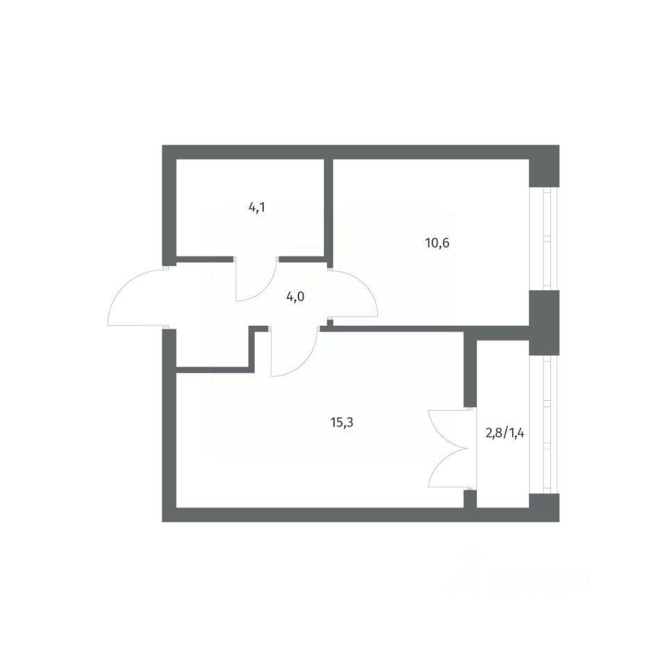 1-комн. квартира, 35,4 м², в ЖК NEWПИТЕР