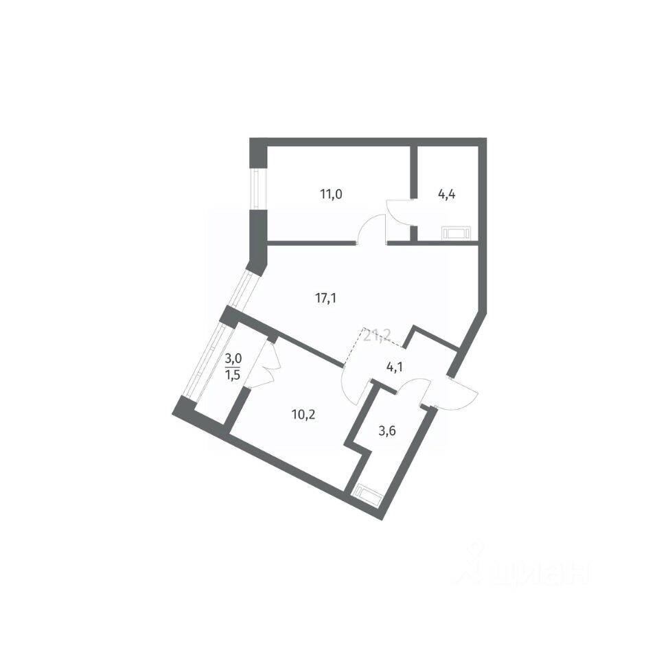 2-комн. квартира, 51,94 м², в ЖК NEWПИТЕР