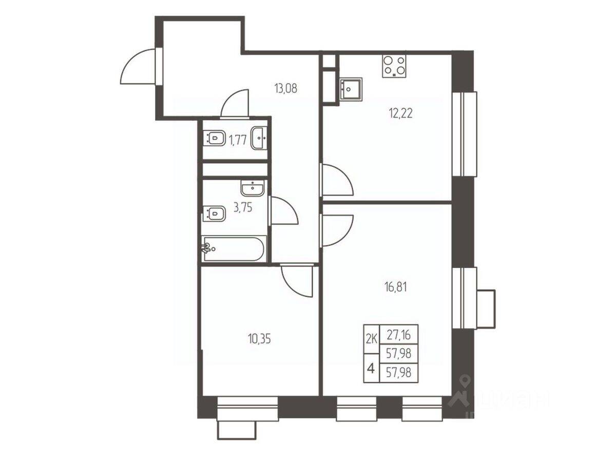 2-комн. квартира, 58 м², в ЖК Новая Ивантеевка