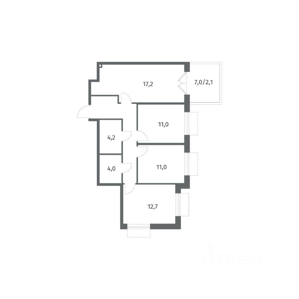 3-комн. квартира, 76,5 м², в ЖК Парусная 1