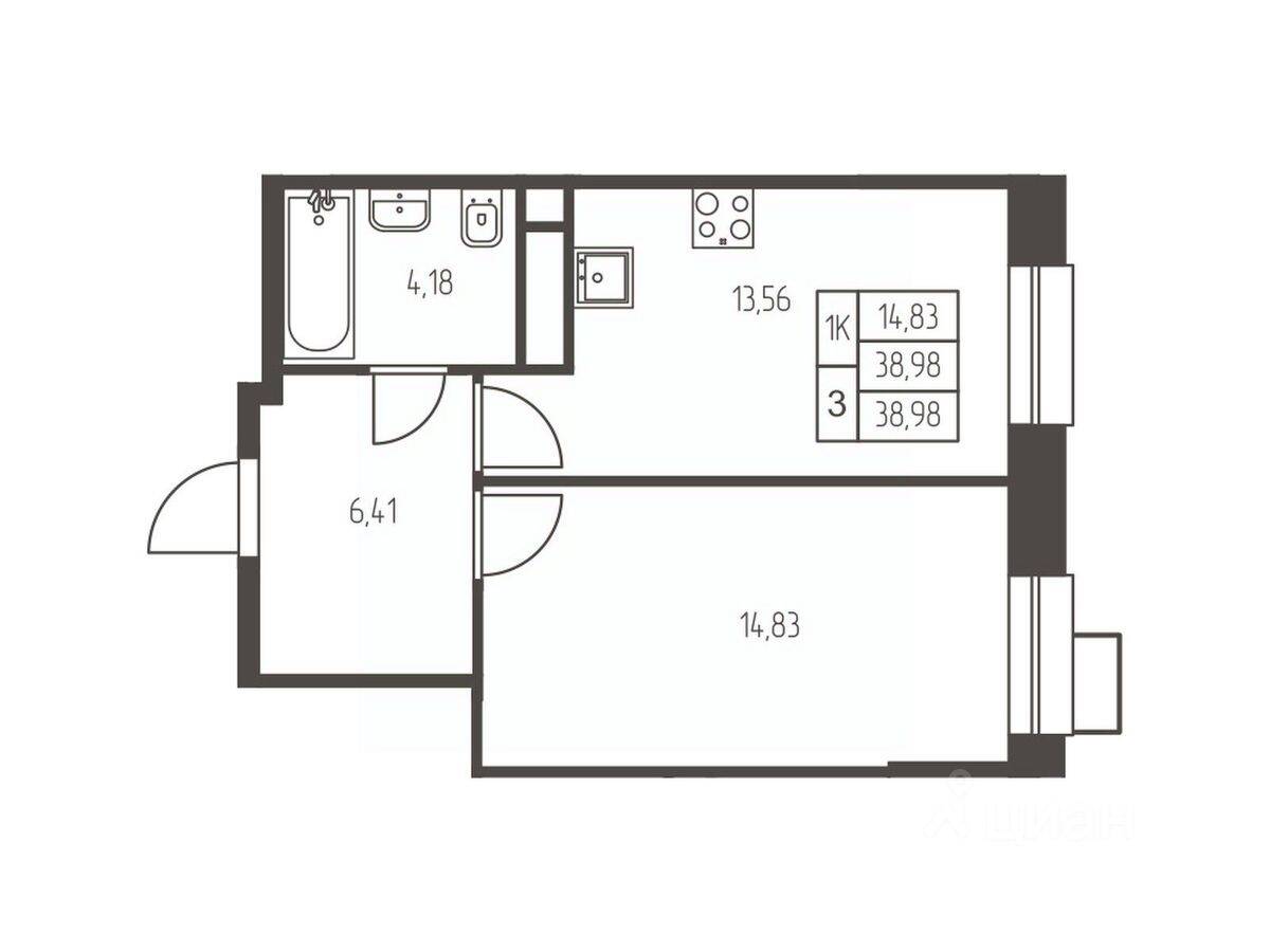 1-комн. квартира, 39 м², в ЖК Новая Ивантеевка