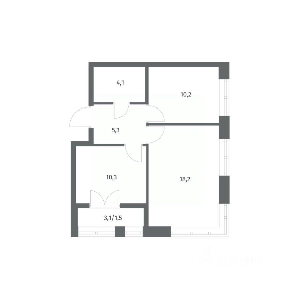 2-комн. квартира, 49,58 м², в ЖК NEWПИТЕР