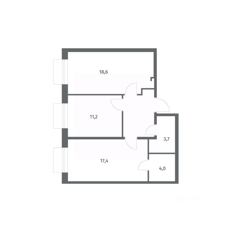 2-комн. квартира, 62,1 м², в ЖК Парусная 1