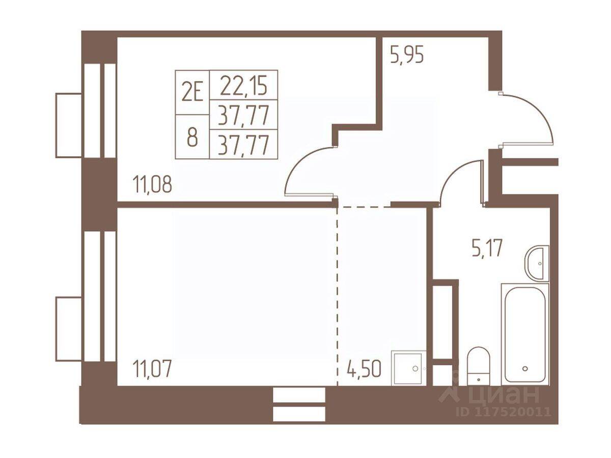 2-комн. квартира, 37,8 м², в ЖК Западная Ивантеевка