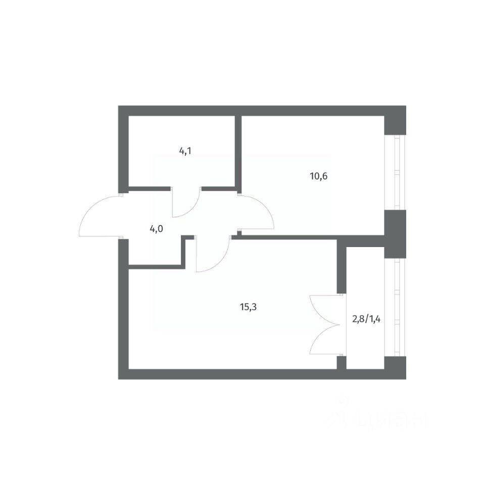 1-комн. квартира, 35,4 м², в ЖК NEWПИТЕР