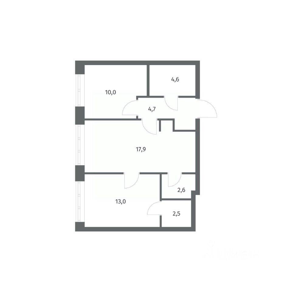 2-комн. квартира, 55,37 м², в ЖК NEWПИТЕР