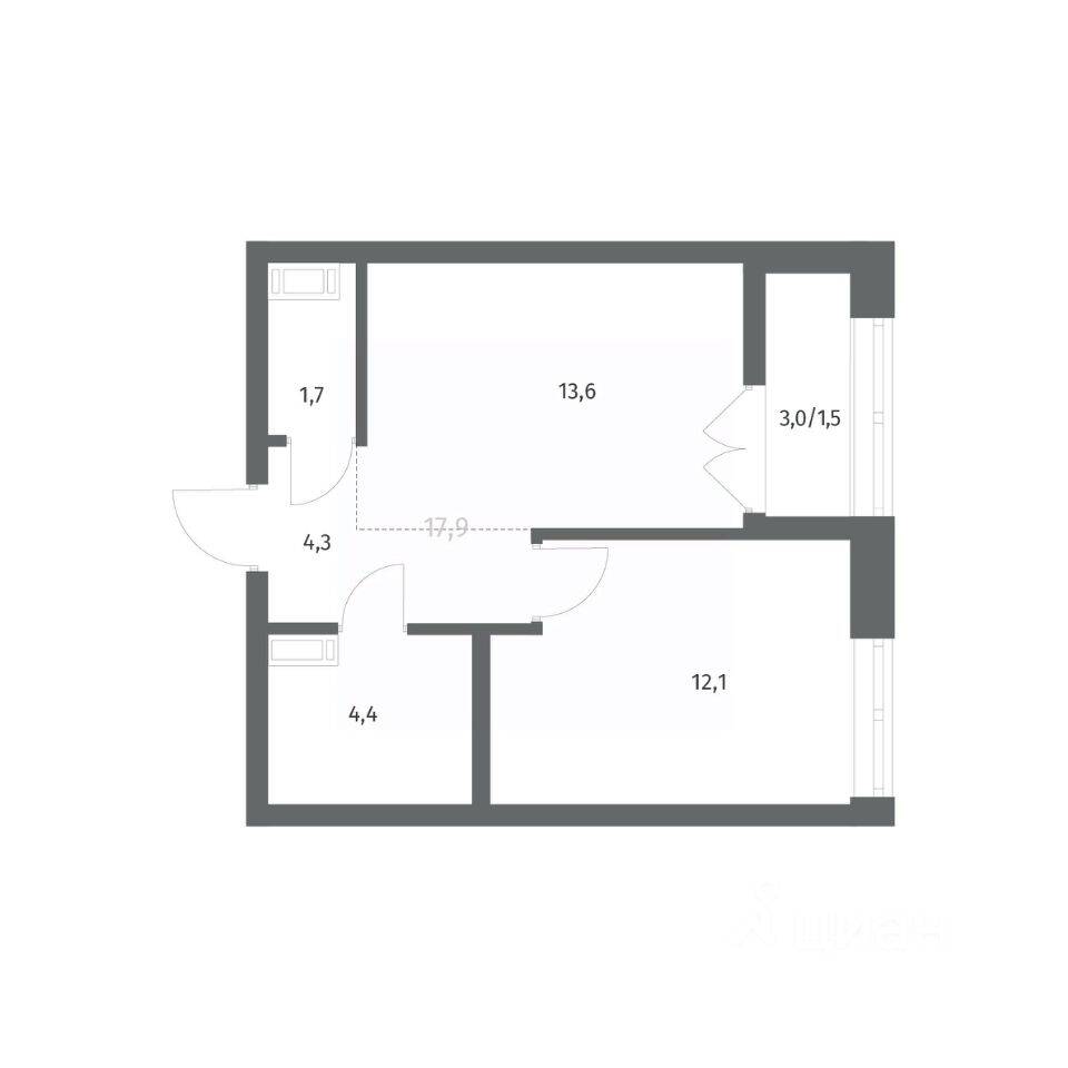 1-комн. квартира, 37,5 м², в ЖК NEWПИТЕР