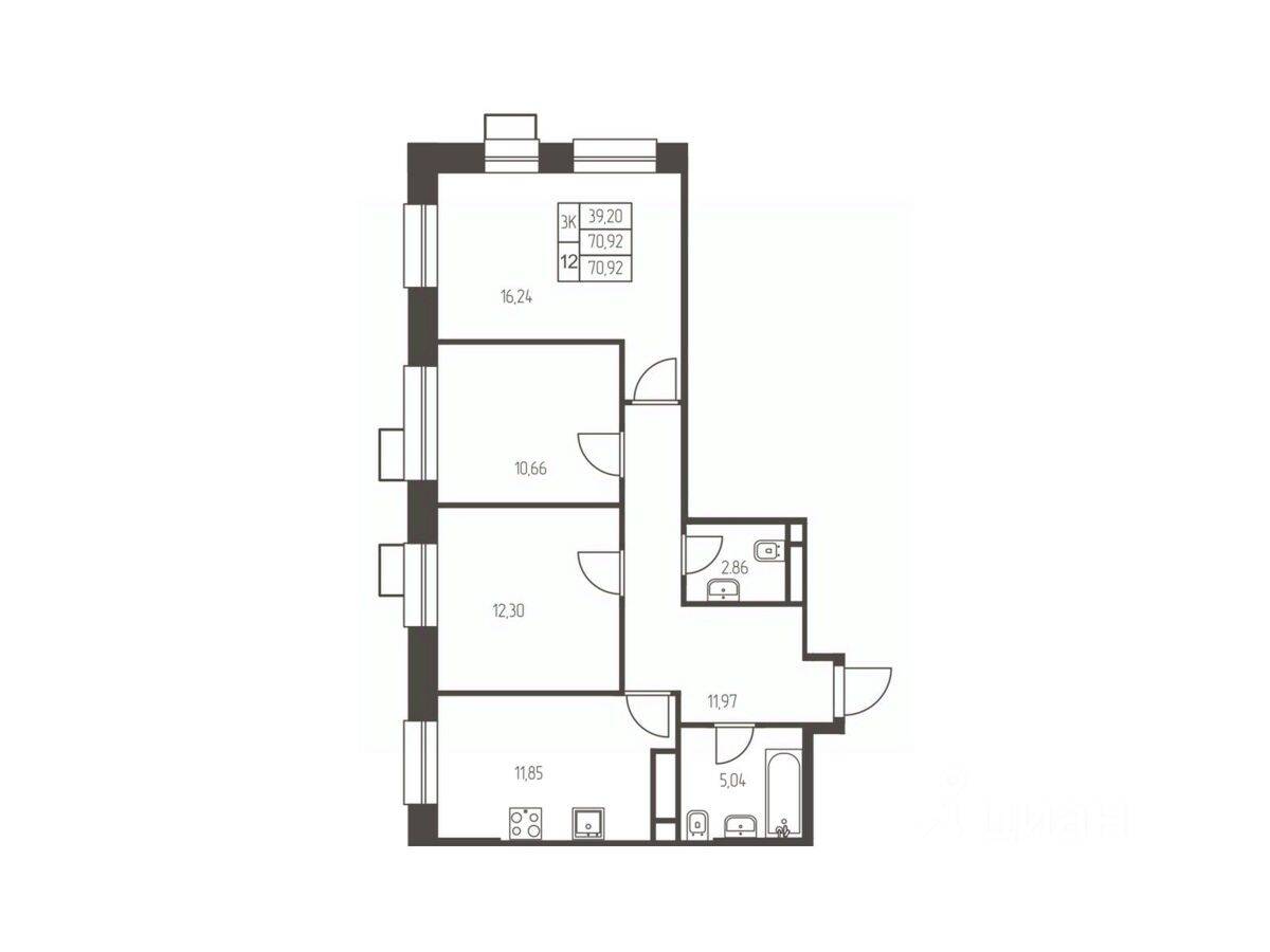 2-комн. квартира, 70,9 м², в ЖК Новая Ивантеевка