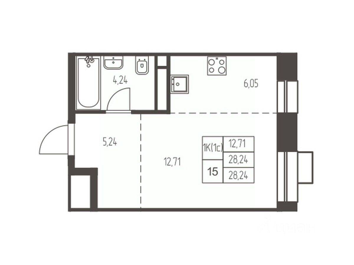 Квартира-студия, 28,2 м², в ЖК Новая Ивантеевка