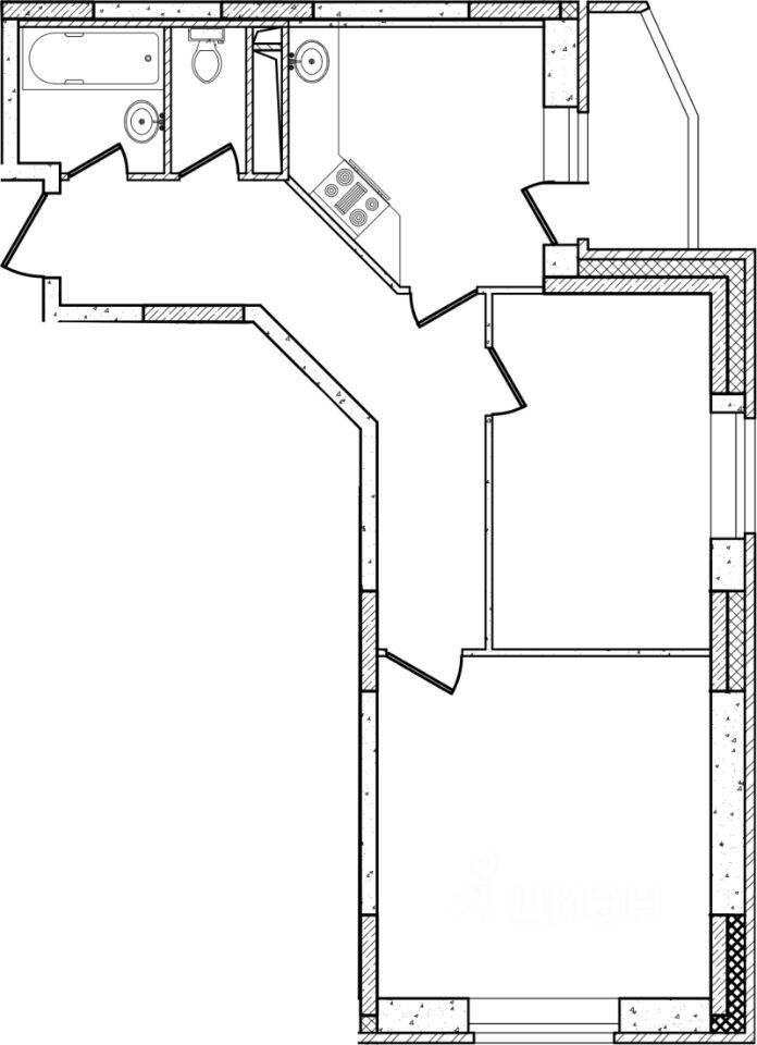 Планировка 2 комнатной квартиры, 51.4 м², в «Шепчинки»