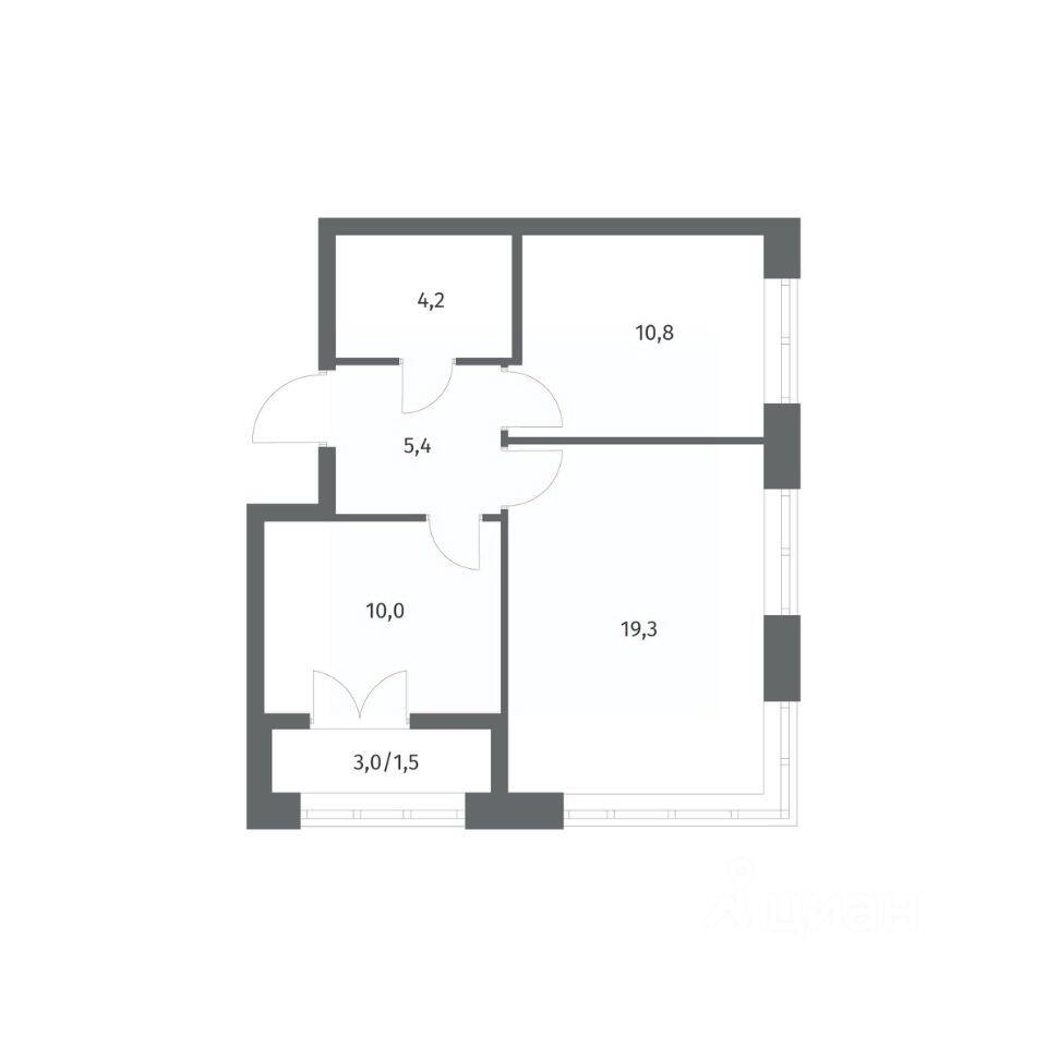 2-комн. квартира, 51,36 м², в ЖК NEWПИТЕР