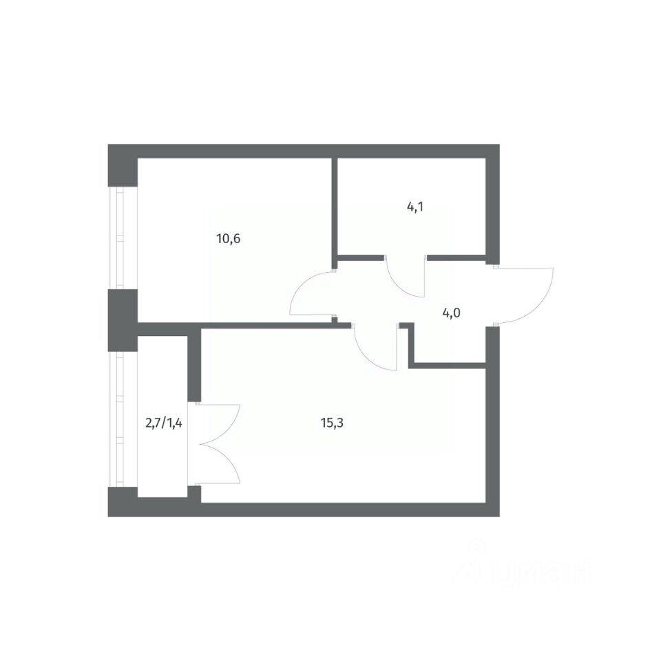 1-комн. квартира, 35,35 м², в ЖК NEWПИТЕР