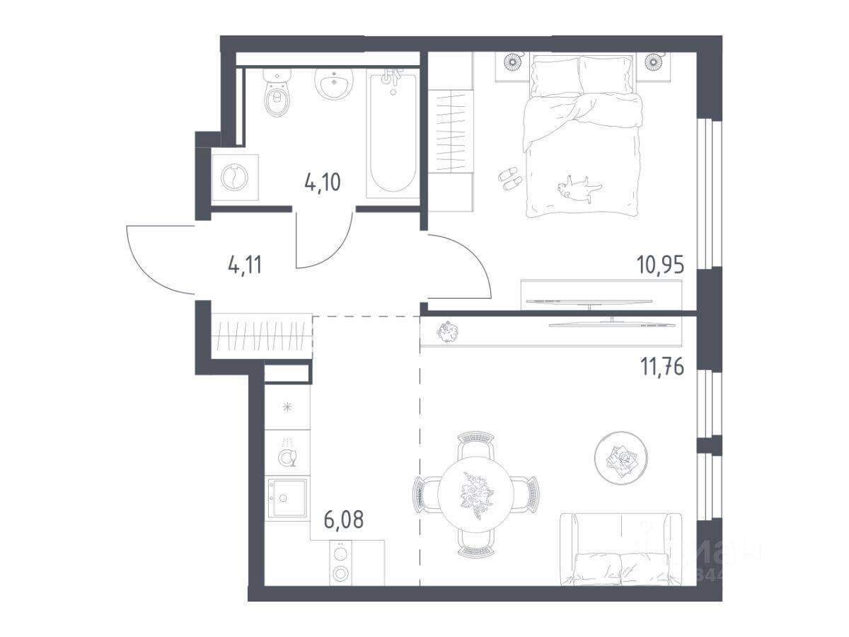 1-комн. квартира, 37 м², в ЖК «Пригород Лесное»
