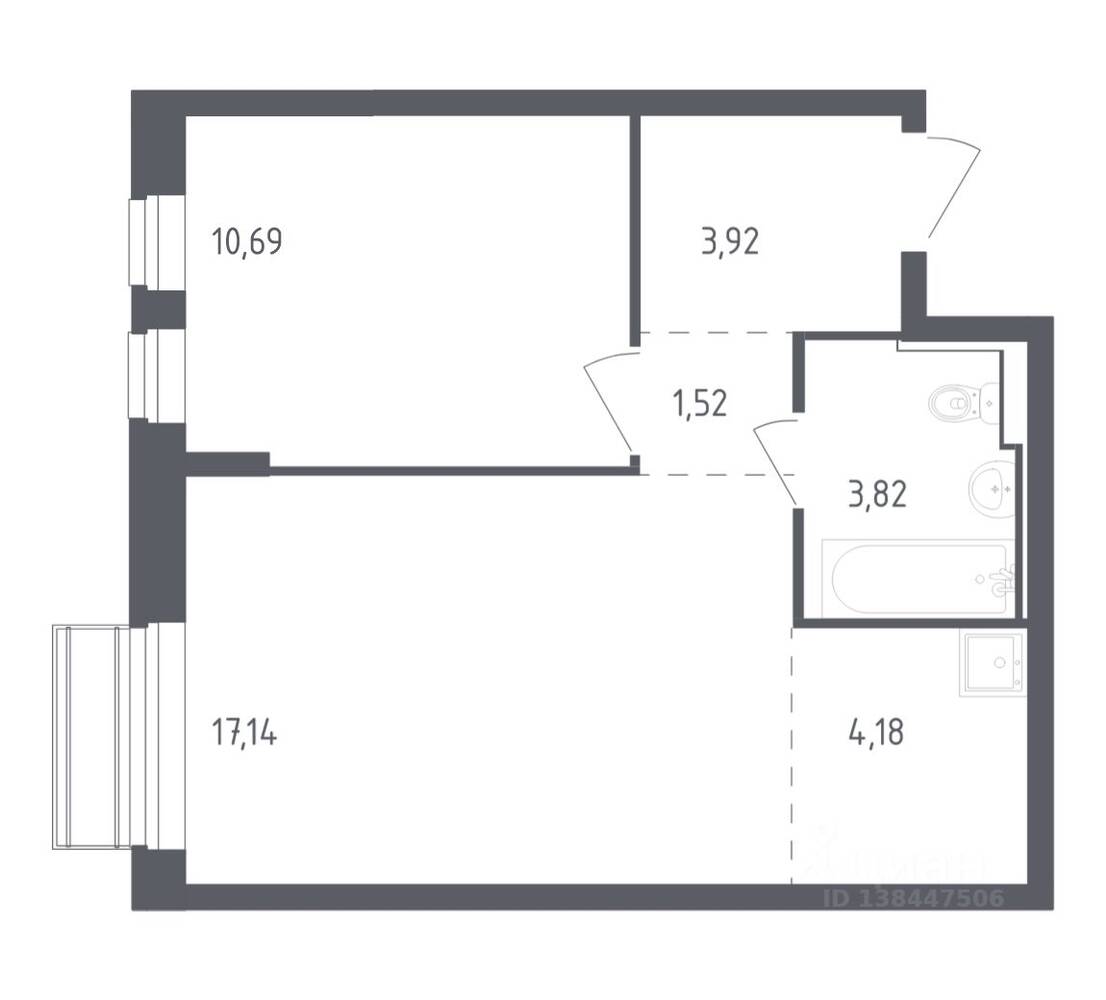 1-комн. квартира, 41,27 м², в ЖК Рублевский Квартал
