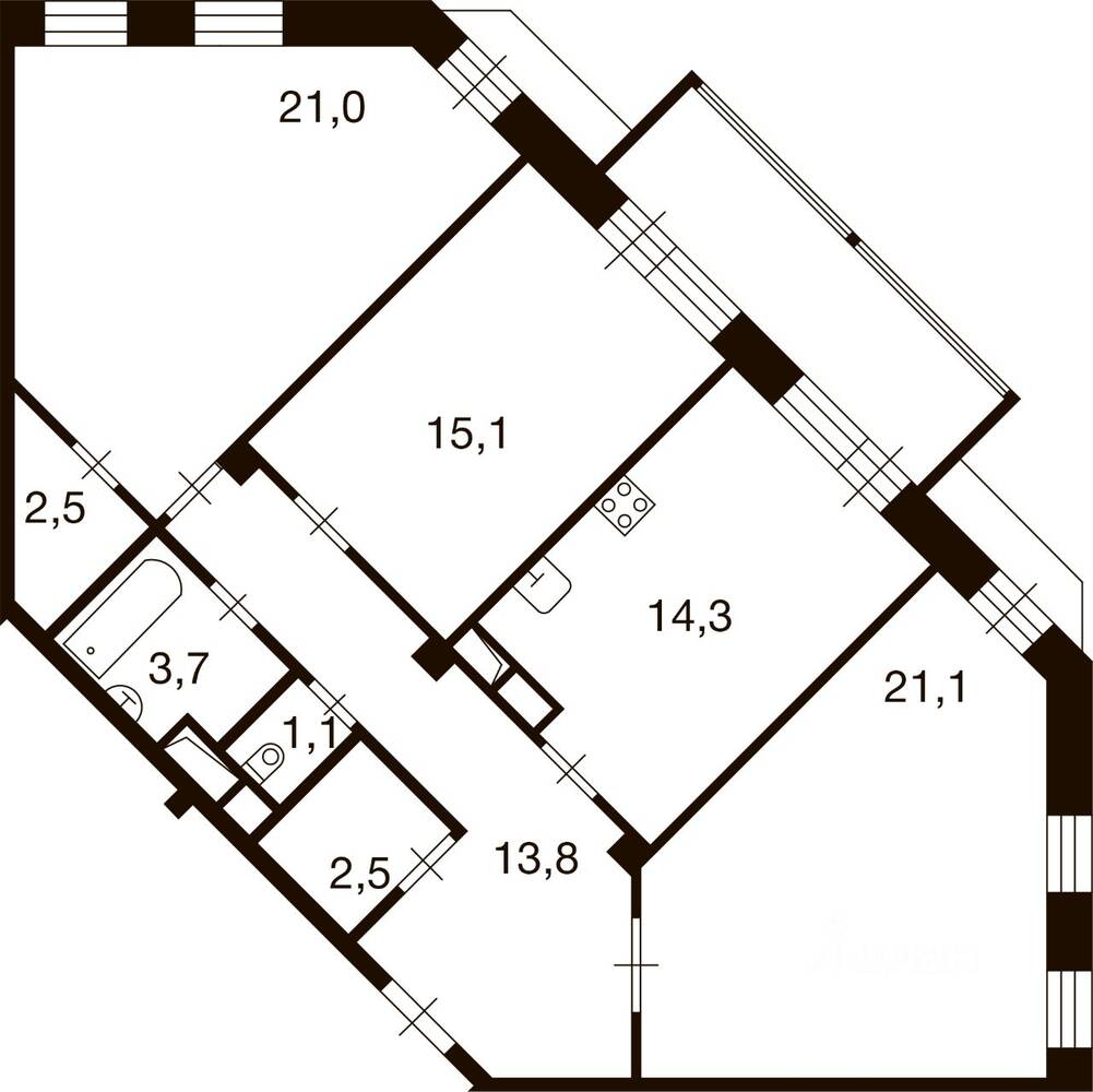 3-комн. квартира, 95,1 м², в ЖК «Ново-Никольское»