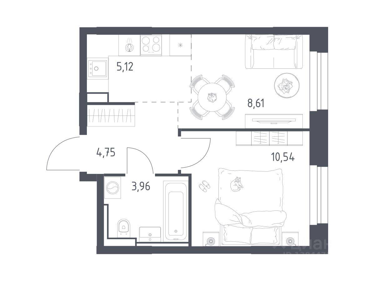 1-комн. квартира, 32,98 м², в ЖК Квартал Строгино