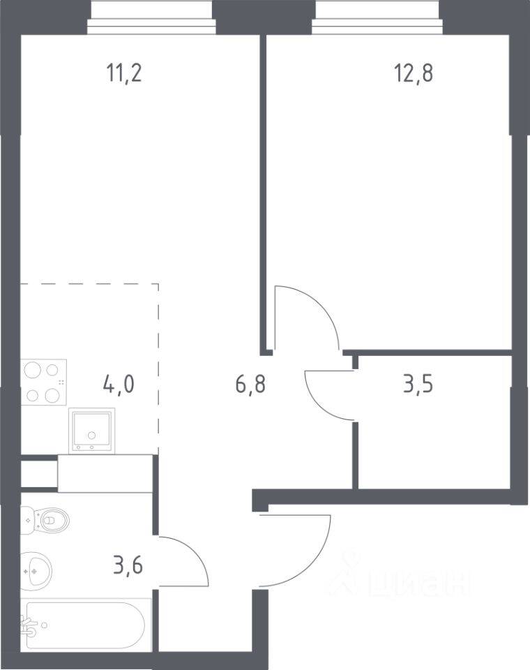 1-комн. квартира, 40,7 м², в ЖК ЭкоБунино