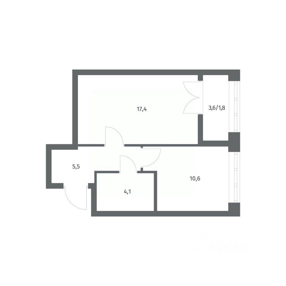 1-комн. квартира, 39,47 м², в ЖК NEWПИТЕР