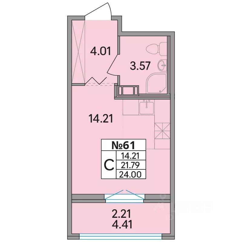 Квартира-студия, 24 м², в ЖК Рождественский квартал