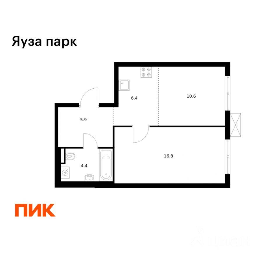 1-комн. квартира, 44,1 м², в ЖК Яуза парк (ПИК)