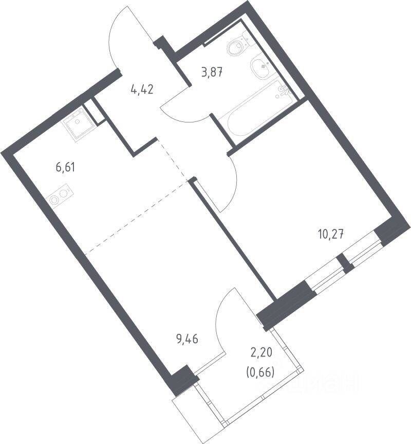 1-комн. квартира, 35,29 м², в ЖК Молжаниново