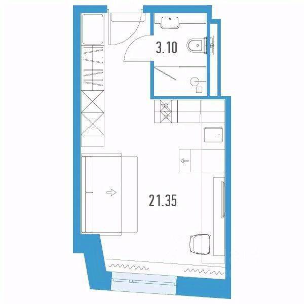 Квартира-студия, 24,45 м², в Апарт-комплекс YE’S LEADER