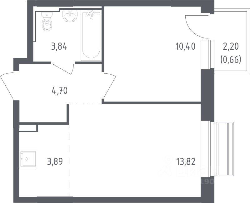 1-комн. квартира, 36,7 м², в ЖК Рублевский Квартал