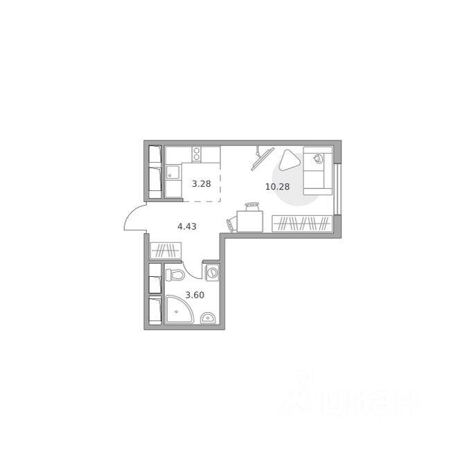 Квартира-студия, 21,59 м², в ЖК Аникеевский