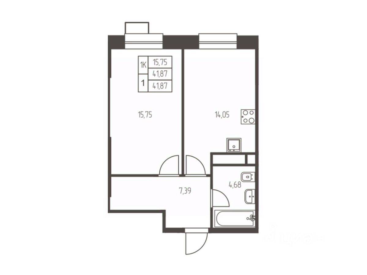 1-комн. квартира, 41,9 м², в ЖК Новая Ивантеевка