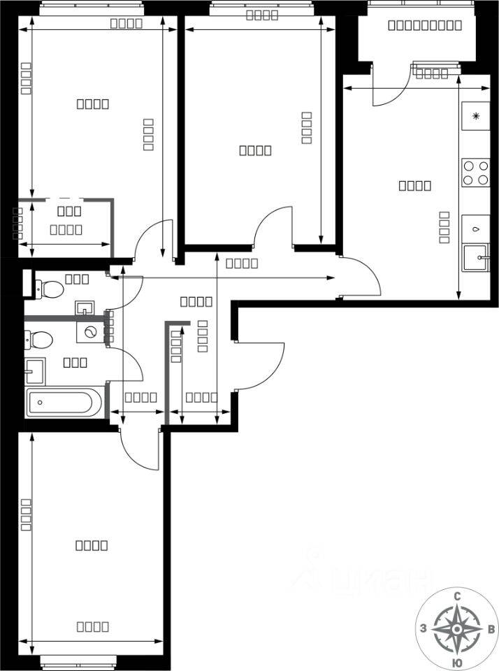 3-комн. квартира, 79,9 м², в ЖК 1-й Ясеневский