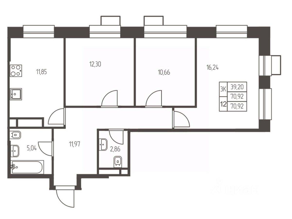 3-комн. квартира, 70,9 м², в ЖК Новая Ивантеевка