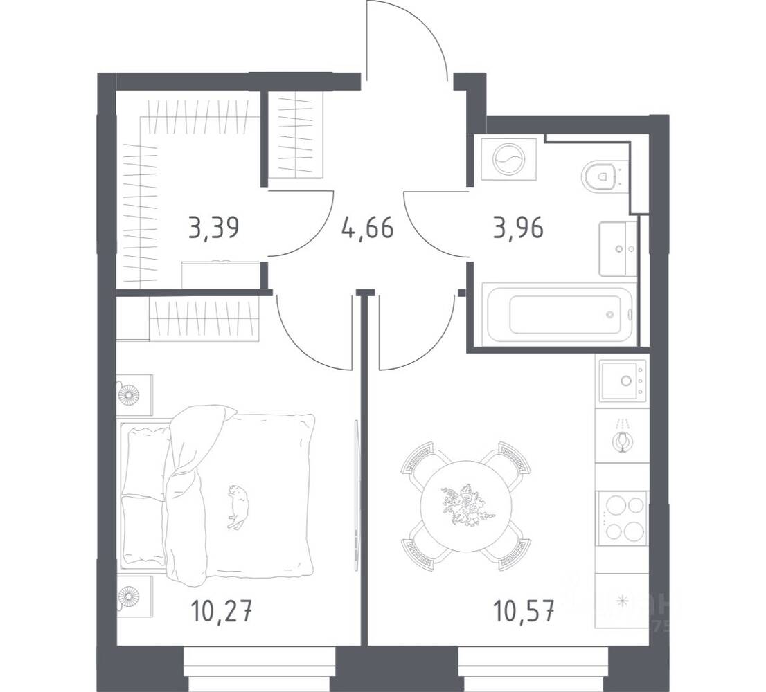 1-комн. квартира, 32,85 м², в ЖК Квартал Строгино